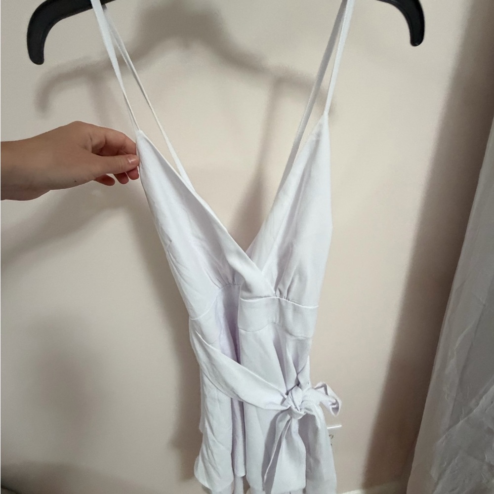 Women's White Wrap Cami dress with Tie Waist
